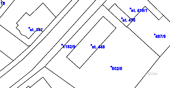 Parcela st. 448 v KÚ Žiželice nad Cidlinou, Katastrální mapa