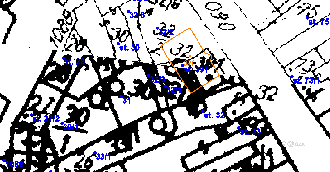 Parcela st. 32/1 v KÚ Žiželice nad Cidlinou, Katastrální mapa