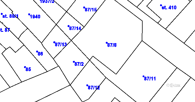Parcela st. 87/1 v KÚ Žiželice nad Cidlinou, Katastrální mapa