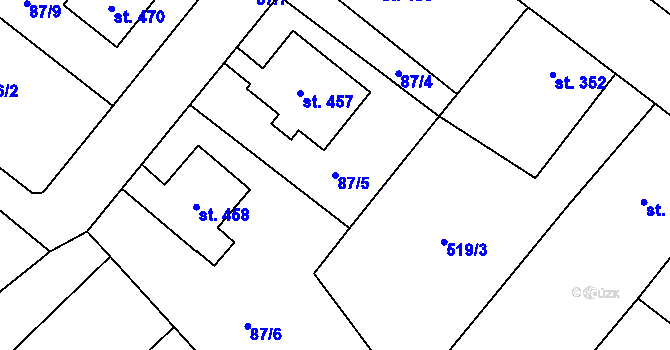 Parcela st. 87/5 v KÚ Žiželice nad Cidlinou, Katastrální mapa