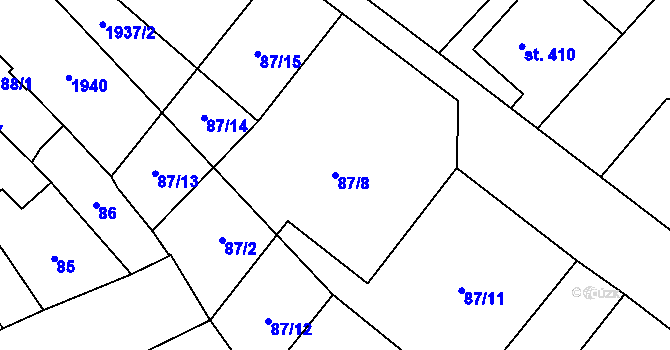 Parcela st. 87/8 v KÚ Žiželice nad Cidlinou, Katastrální mapa