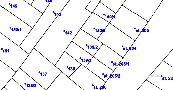 Parcela st. 139/2 v KÚ Žiželice nad Cidlinou, Katastrální mapa