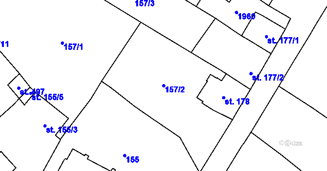 Parcela st. 157/2 v KÚ Žiželice nad Cidlinou, Katastrální mapa