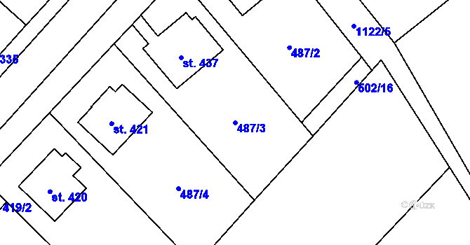 Parcela st. 487/3 v KÚ Žiželice nad Cidlinou, Katastrální mapa