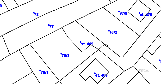 Parcela st. 469 v KÚ Žiželice nad Cidlinou, Katastrální mapa