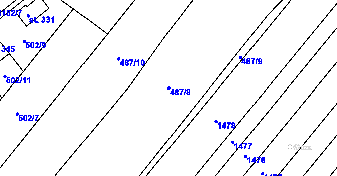 Parcela st. 487/8 v KÚ Žiželice nad Cidlinou, Katastrální mapa