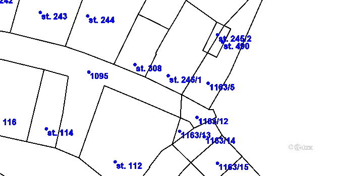 Parcela st. 245/1 v KÚ Žiželice nad Cidlinou, Katastrální mapa