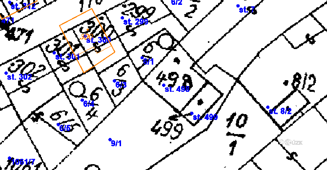 Parcela st. 498 v KÚ Žiželice nad Cidlinou, Katastrální mapa
