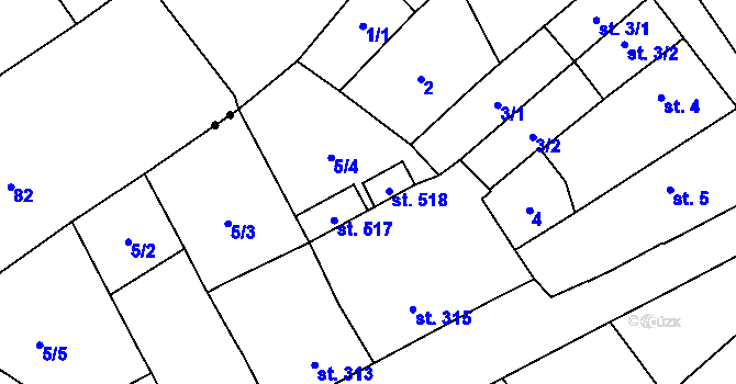 Parcela st. 518 v KÚ Žiželice nad Cidlinou, Katastrální mapa