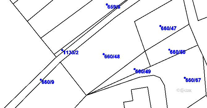 Parcela st. 660/48 v KÚ Žiželice nad Cidlinou, Katastrální mapa