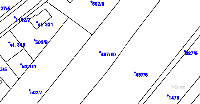 Parcela st. 487/10 v KÚ Žiželice nad Cidlinou, Katastrální mapa