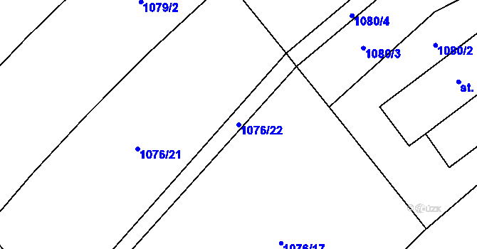 Parcela st. 1076/22 v KÚ Žiželice nad Cidlinou, Katastrální mapa