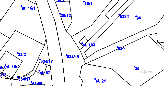 Parcela st. 103 v KÚ Hořetice u Žiželic, Katastrální mapa