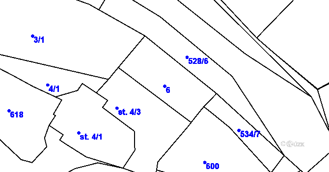 Parcela st. 6 v KÚ Hořetice u Žiželic, Katastrální mapa