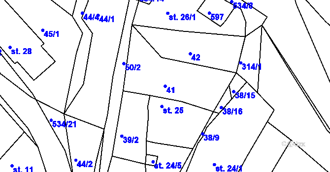 Parcela st. 41 v KÚ Hořetice u Žiželic, Katastrální mapa