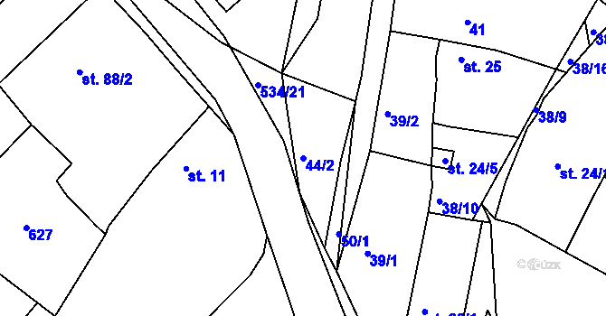 Parcela st. 44/2 v KÚ Hořetice u Žiželic, Katastrální mapa