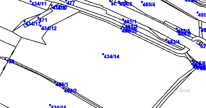 Parcela st. 434/14 v KÚ Hořetice u Žiželic, Katastrální mapa