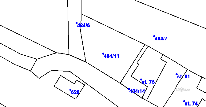 Parcela st. 484/11 v KÚ Hořetice u Žiželic, Katastrální mapa