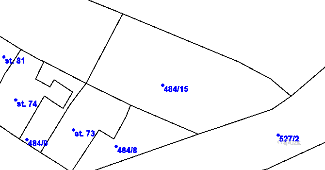Parcela st. 484/15 v KÚ Hořetice u Žiželic, Katastrální mapa
