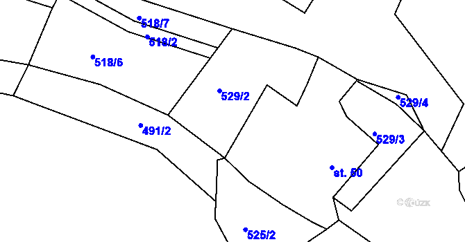 Parcela st. 522/2 v KÚ Hořetice u Žiželic, Katastrální mapa