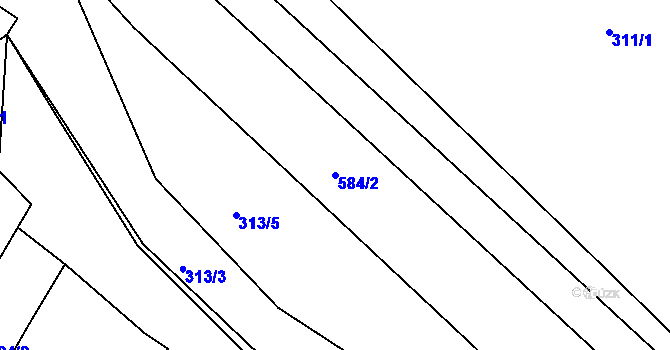 Parcela st. 584/2 v KÚ Hořetice u Žiželic, Katastrální mapa