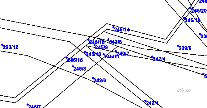 Parcela st. 245/11 v KÚ Hořetice u Žiželic, Katastrální mapa