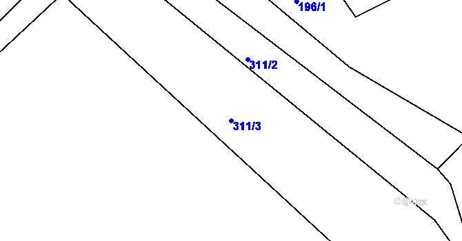 Parcela st. 311/3 v KÚ Hořetice u Žiželic, Katastrální mapa