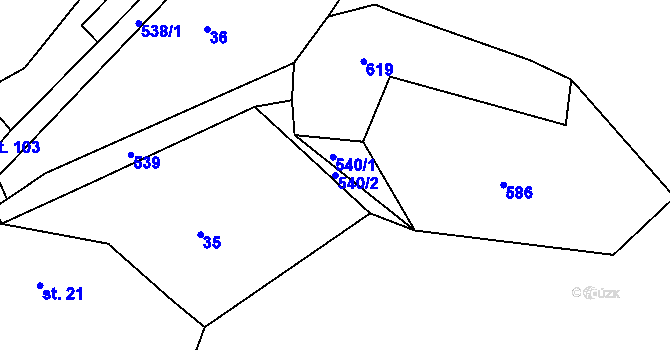 Parcela st. 540/2 v KÚ Hořetice u Žiželic, Katastrální mapa