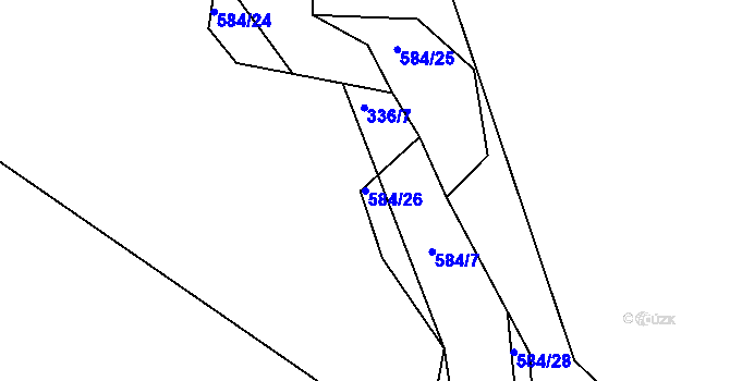 Parcela st. 584/26 v KÚ Hořetice u Žiželic, Katastrální mapa