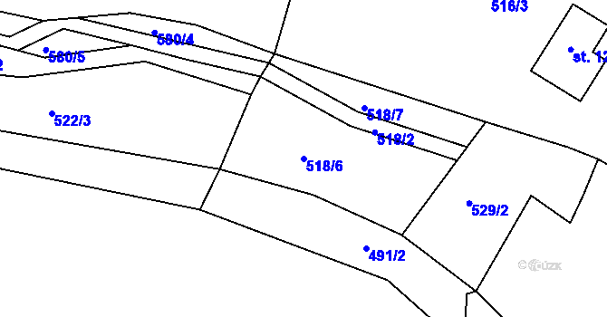 Parcela st. 518/6 v KÚ Hořetice u Žiželic, Katastrální mapa