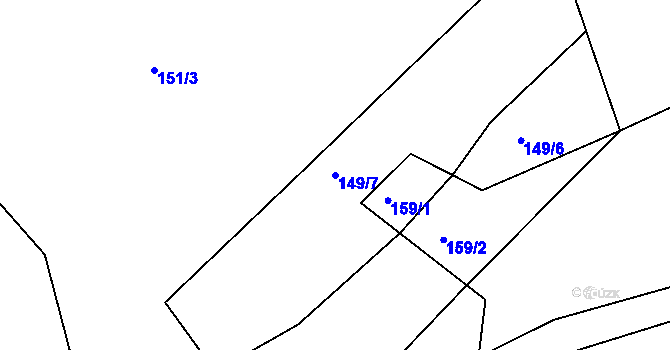 Parcela st. 149/7 v KÚ Hořetice u Žiželic, Katastrální mapa