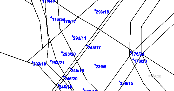 Parcela st. 245/17 v KÚ Hořetice u Žiželic, Katastrální mapa