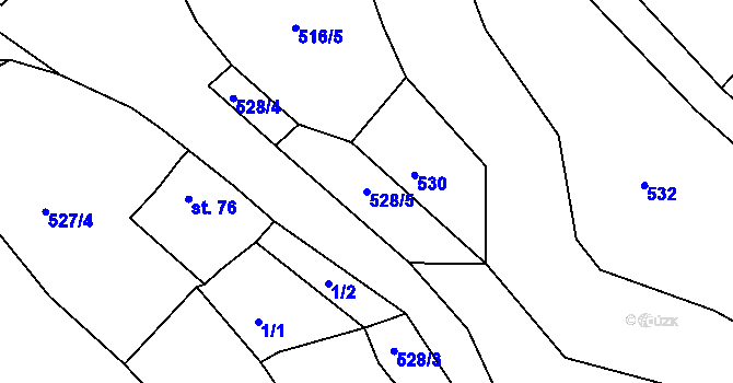 Parcela st. 528/5 v KÚ Hořetice u Žiželic, Katastrální mapa