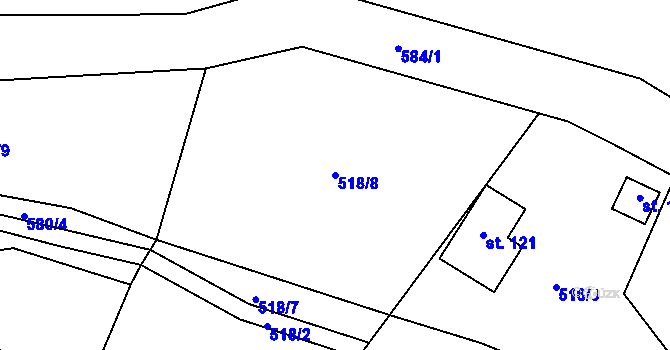 Parcela st. 518/8 v KÚ Hořetice u Žiželic, Katastrální mapa