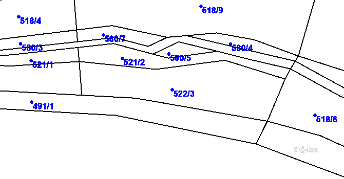 Parcela st. 522/3 v KÚ Hořetice u Žiželic, Katastrální mapa