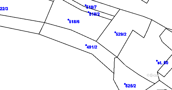 Parcela st. 491/2 v KÚ Hořetice u Žiželic, Katastrální mapa