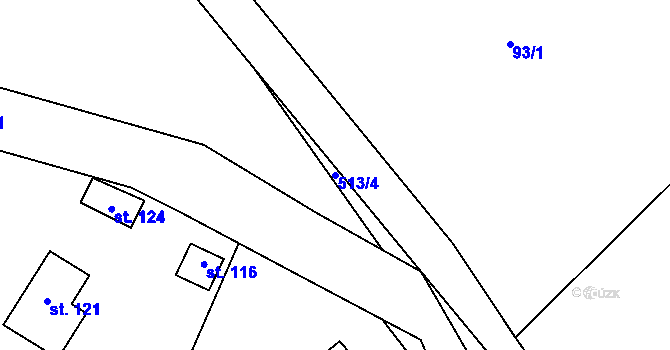 Parcela st. 513/4 v KÚ Hořetice u Žiželic, Katastrální mapa