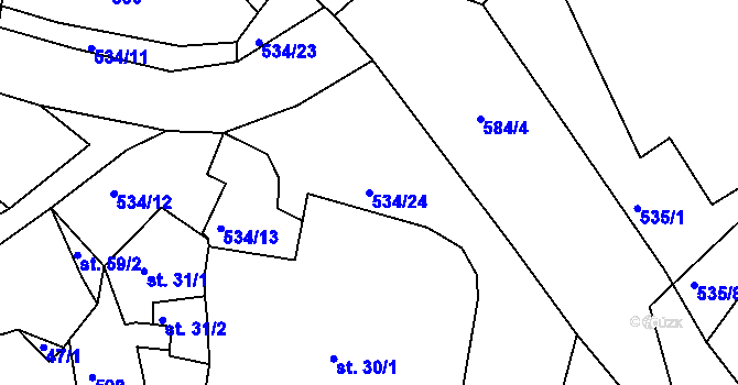 Parcela st. 534/24 v KÚ Hořetice u Žiželic, Katastrální mapa