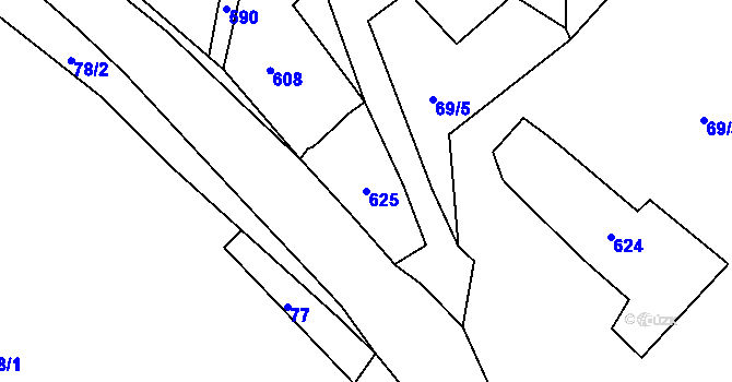 Parcela st. 625 v KÚ Hořetice u Žiželic, Katastrální mapa