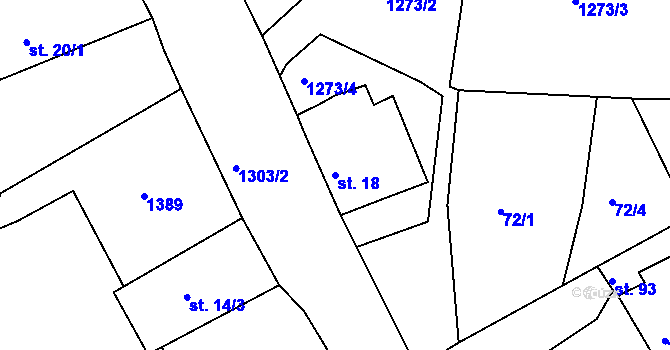 Parcela st. 18 v KÚ Žiželice u Žatce, Katastrální mapa