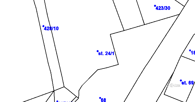 Parcela st. 24/1 v KÚ Žiželice u Žatce, Katastrální mapa