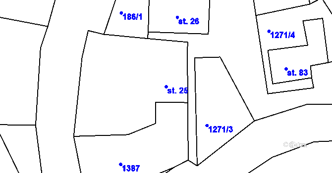 Parcela st. 25 v KÚ Žiželice u Žatce, Katastrální mapa