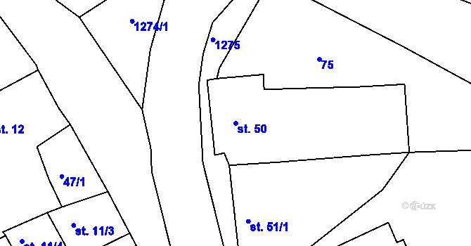 Parcela st. 50 v KÚ Žiželice u Žatce, Katastrální mapa