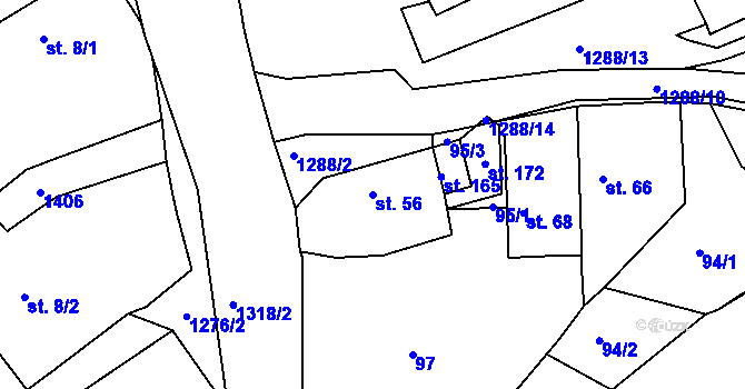 Parcela st. 56 v KÚ Žiželice u Žatce, Katastrální mapa