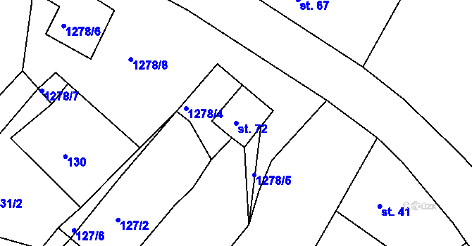 Parcela st. 72 v KÚ Žiželice u Žatce, Katastrální mapa