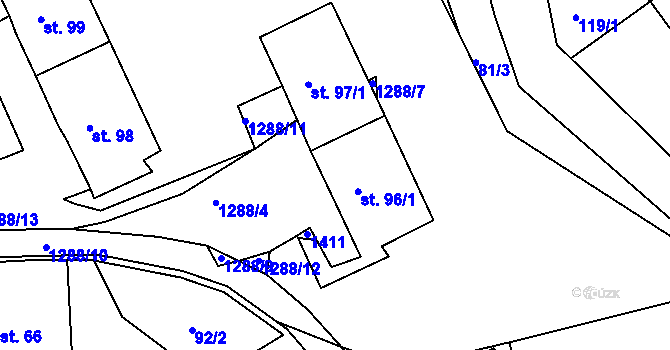 Parcela st. 96/2 v KÚ Žiželice u Žatce, Katastrální mapa