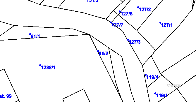 Parcela st. 81/2 v KÚ Žiželice u Žatce, Katastrální mapa