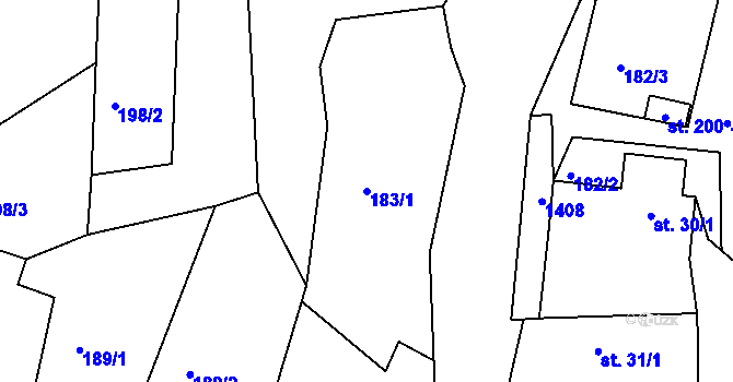 Parcela st. 183/1 v KÚ Žiželice u Žatce, Katastrální mapa