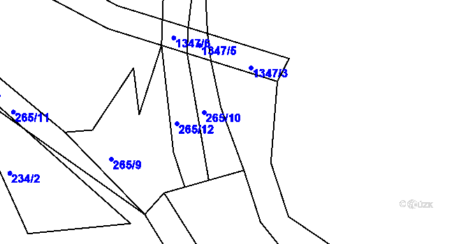 Parcela st. 265/3 v KÚ Žiželice u Žatce, Katastrální mapa