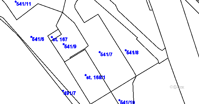 Parcela st. 541/7 v KÚ Žiželice u Žatce, Katastrální mapa